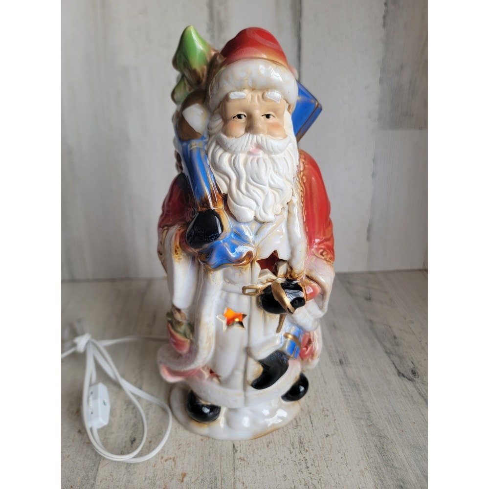 Elements ceramic santa Claus light up Xmas star home decor figure unique